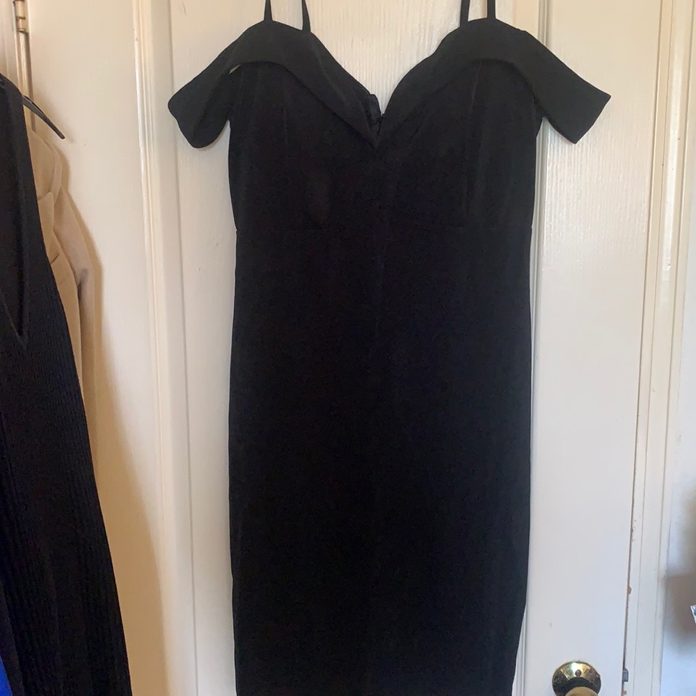 Leith black off the shoulder with strap dress